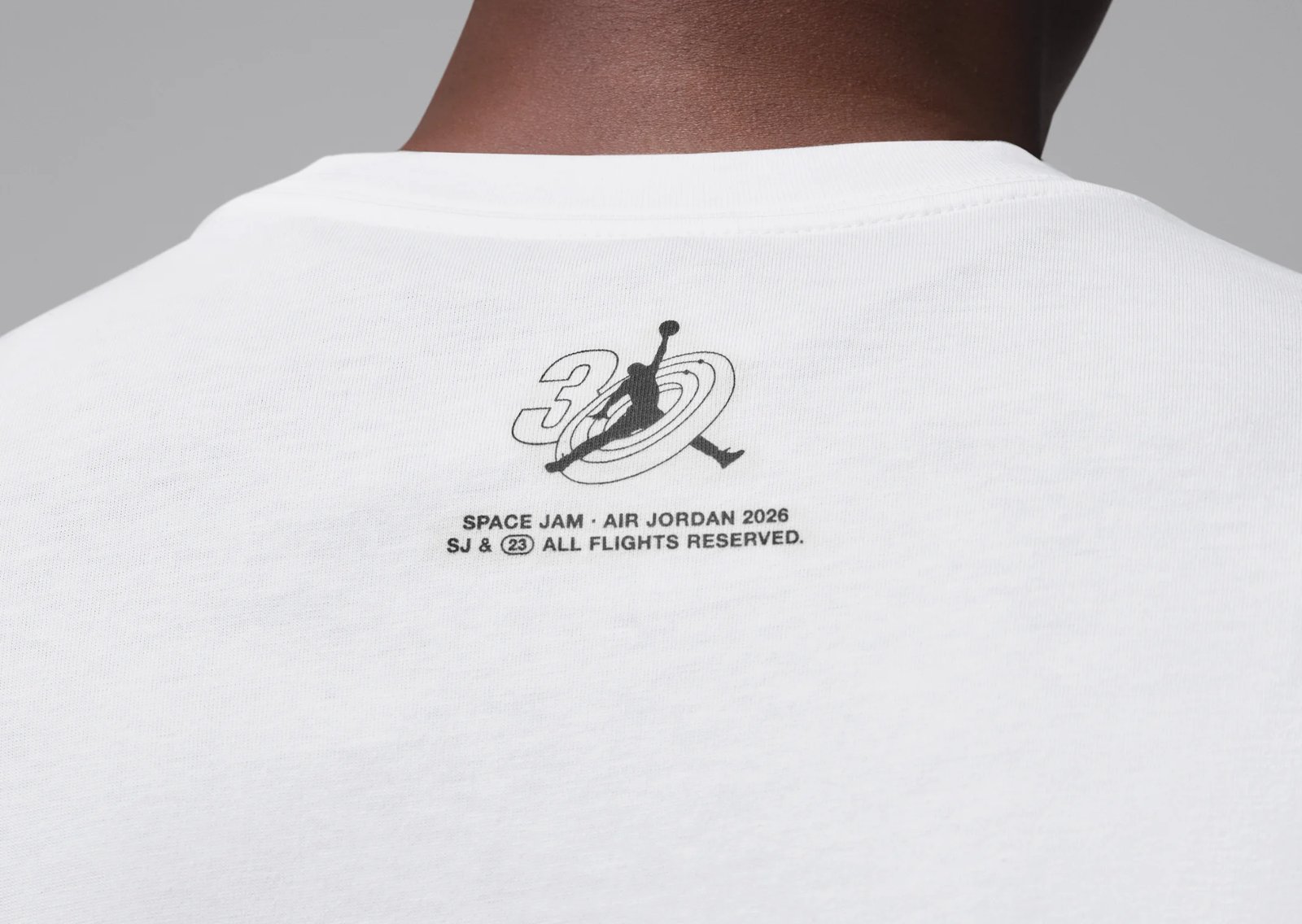 Jordan Brand Space Jam Bugs Bunny Wing T-Shirt in black with outstretched arms graphic and 'Why hop, when you can fly' tagline - detail view 2