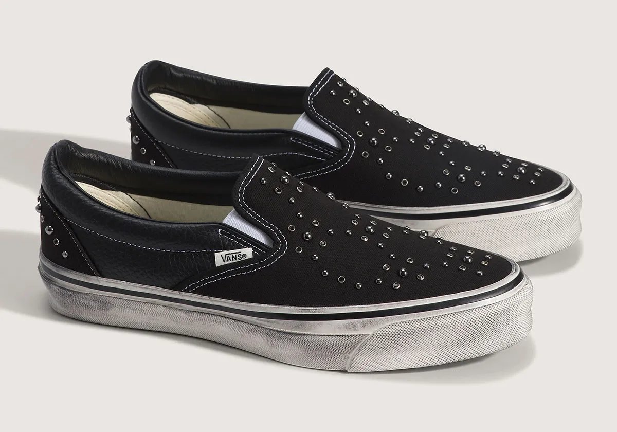 Vans Slip-On in Satoshi Nakamoto-inspired colorway, showing canvas upper and vulcanized sole detail - detail view 5