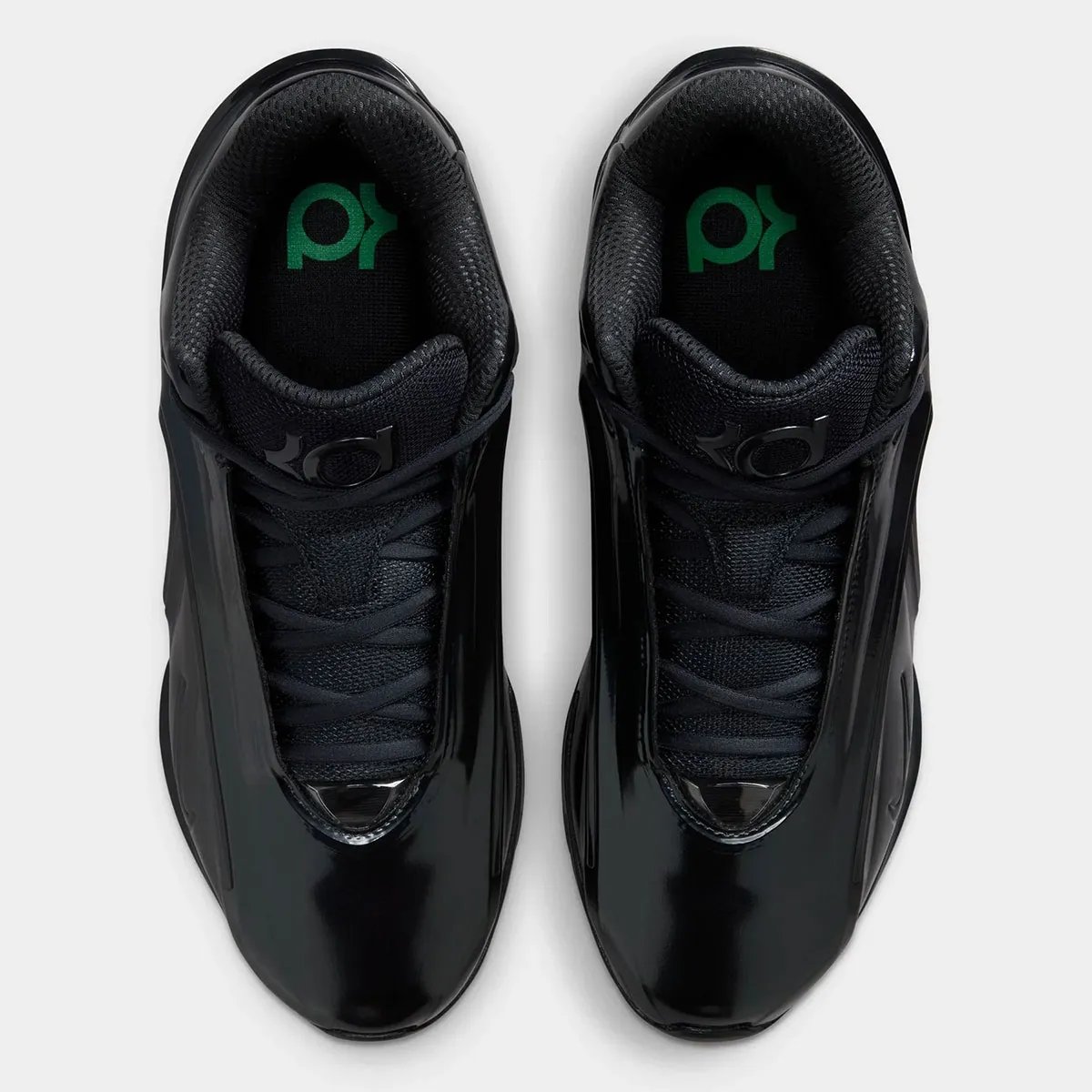 Nike KD 19 Candy in jet black with Stadium Green insole branding, side profile view - detail view 3