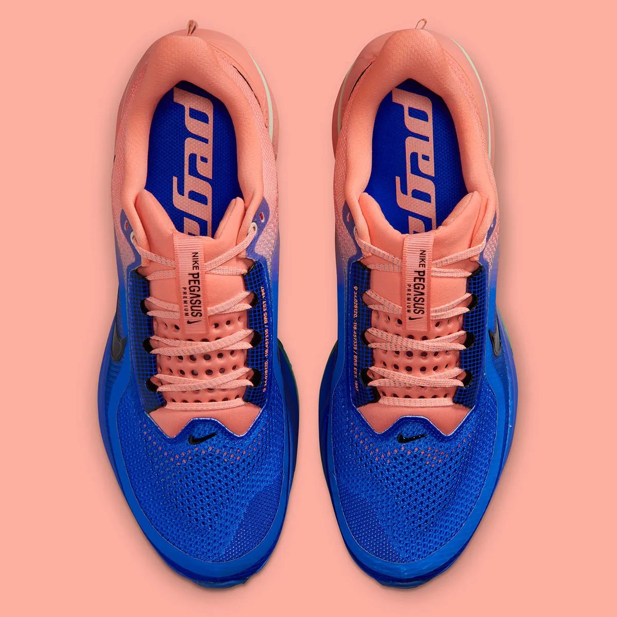 Nike Pegasus Premium in Racer Blue to Atomic Pink gradient upper with volt cushioning - detail view 3