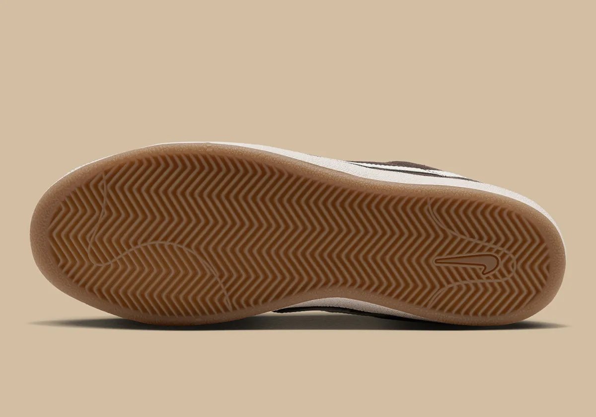 Nike SB Tennis Classic XL in Baroque Brown suede with Sail Swoosh and Gum Light Brown outsole - detail view 2