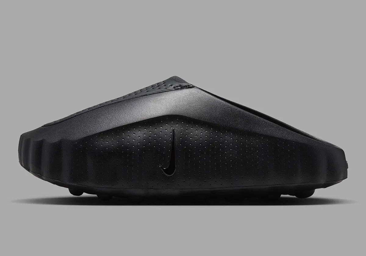 Nike Mind 001 slide in Black and Anthracite colorway, top and side view - detail view 1