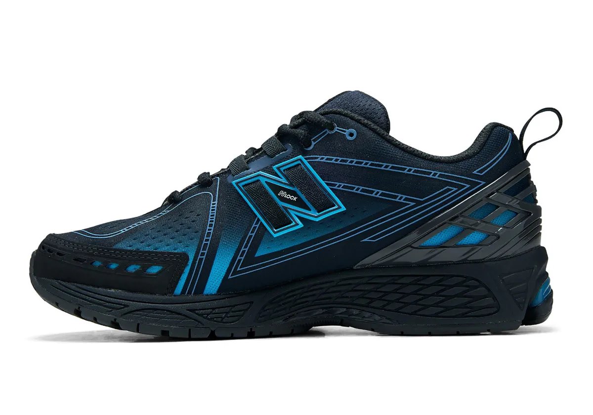 New Balance 1906E sneaker with engineered mesh upper in blue and maroon gradient colorway - detail view 3