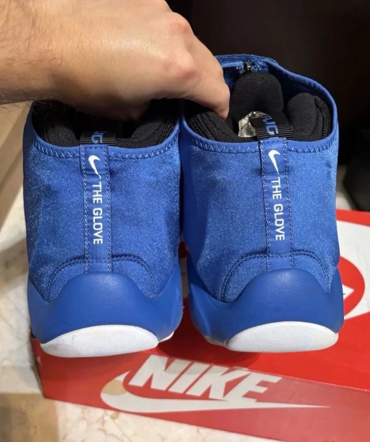 Nike Air Zoom Flight The Glove Royal Blue with zippered shroud and white Swoosh details, scheduled for December 2026 release - detail view 4
