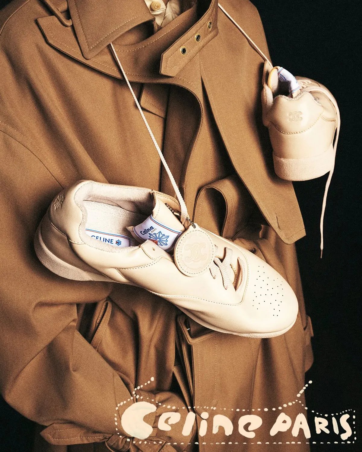Celine x Reebok Freestyle Lo deconstructed sneaker in multiple colorways displayed from above - detail view 4