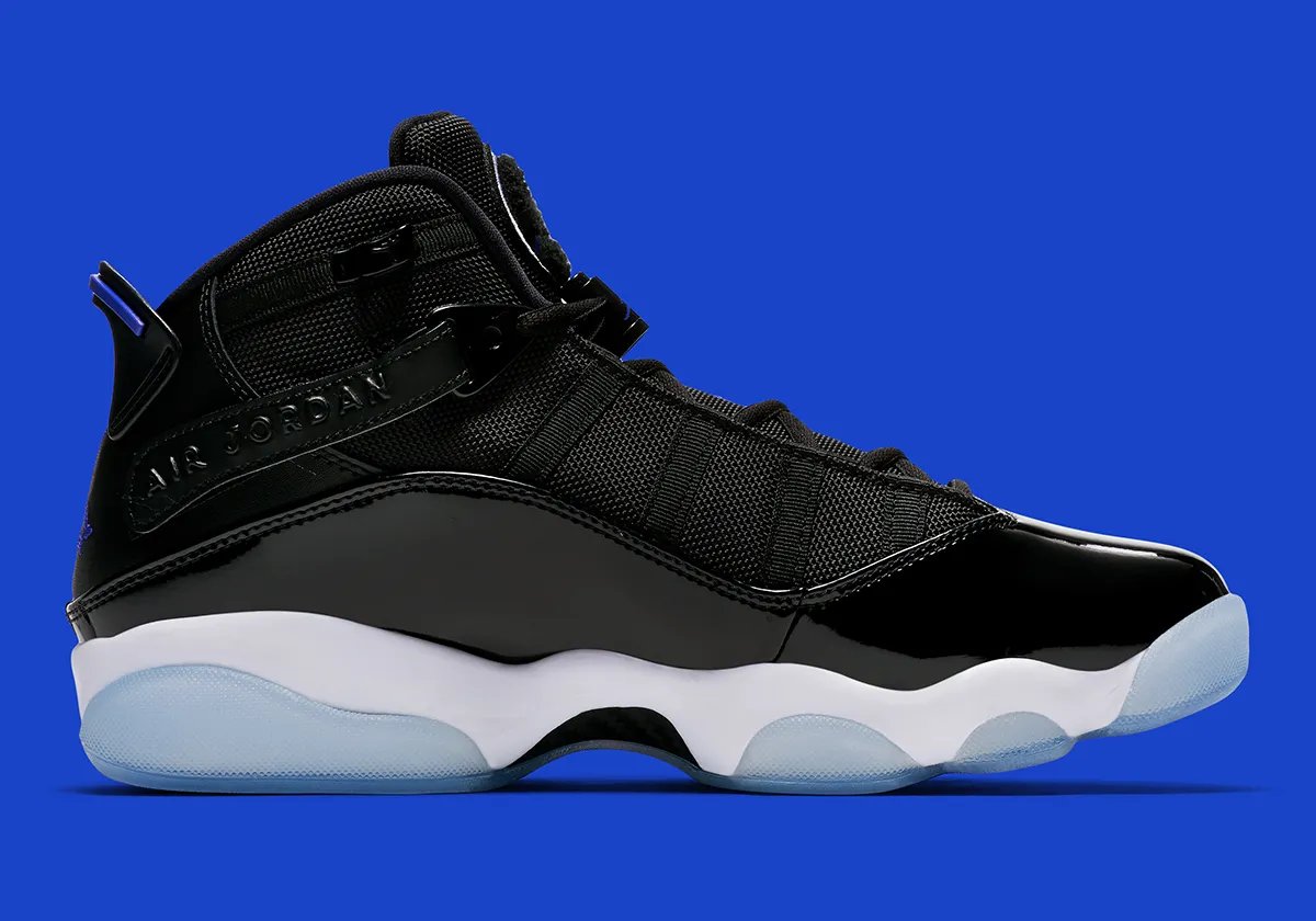 Jordan Six Rings 'Space Jam' in black patent leather with royal blue accents, Space Jam 30th anniversary release - detail view 2