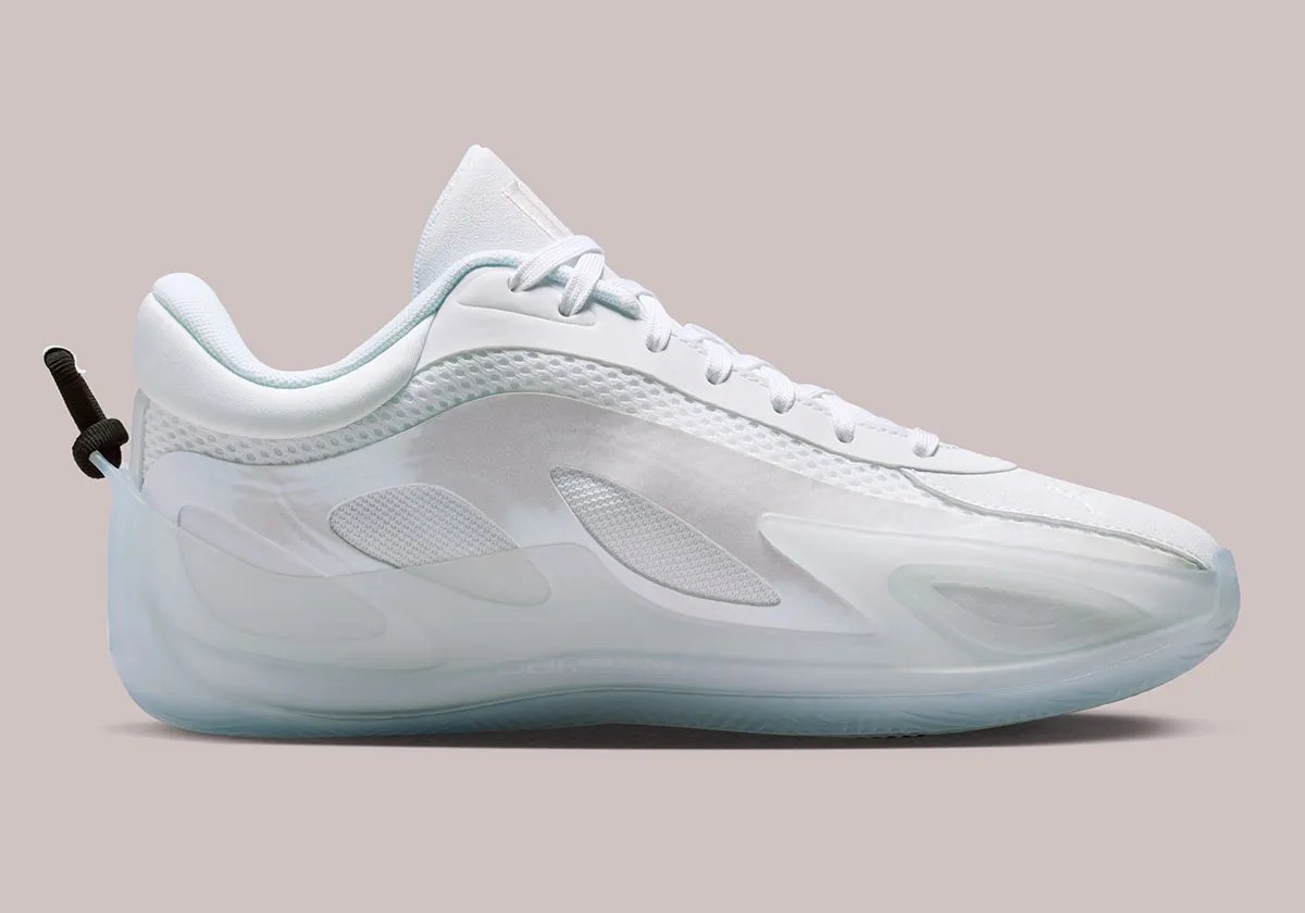 Jordan Heir Series 2 in all-white colorway, showcasing clean minimalist basketball sneaker design - detail view 2