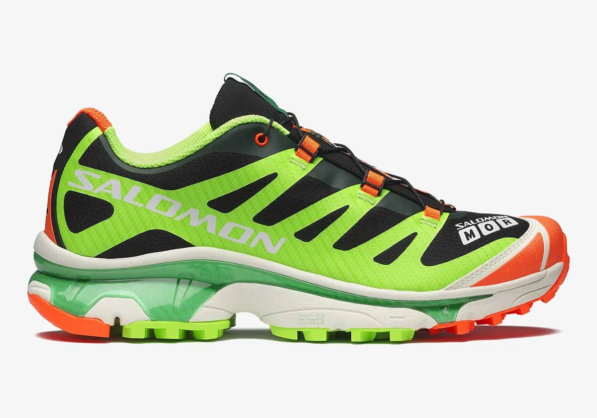 Feid x Salomon XT-4 'Ferxxocalipsis' in black and orange, side profile view - detail view 1