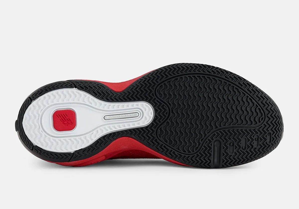 New Balance P400 in red mesh and suede with black accents and white midsole, Bulls-inspired colorway - detail view 1