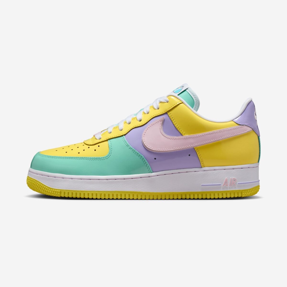Nike Air Force 1 Low in Easter colorway with pastel overlays and white leather base - detail view 2