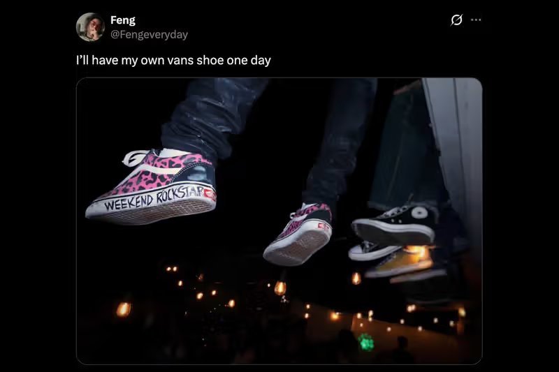 Feng wearing Vans Authentic sneakers as part of Fall 2026 campaign imagery - detail view 1