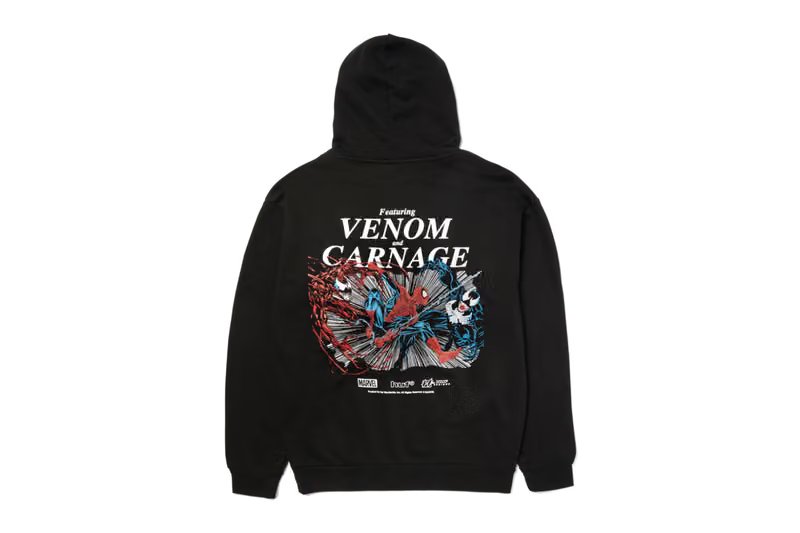 HUF x Marvel Spider-Man capsule collection featuring graphic hoodies, work jackets, and three-finish skate decks with comic-inspired artwork - detail view 2