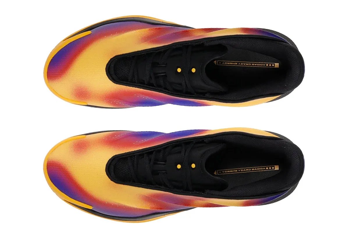 adidas Crazy Energy McDonald's All-American colorway featuring yellow, red, and purple heatmap design with golden yellow outsole - detail view 3