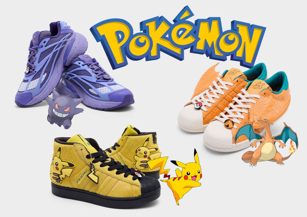 adidas Superstar with Charizard design featuring orange textured leather and removable leather wings - detail view 1