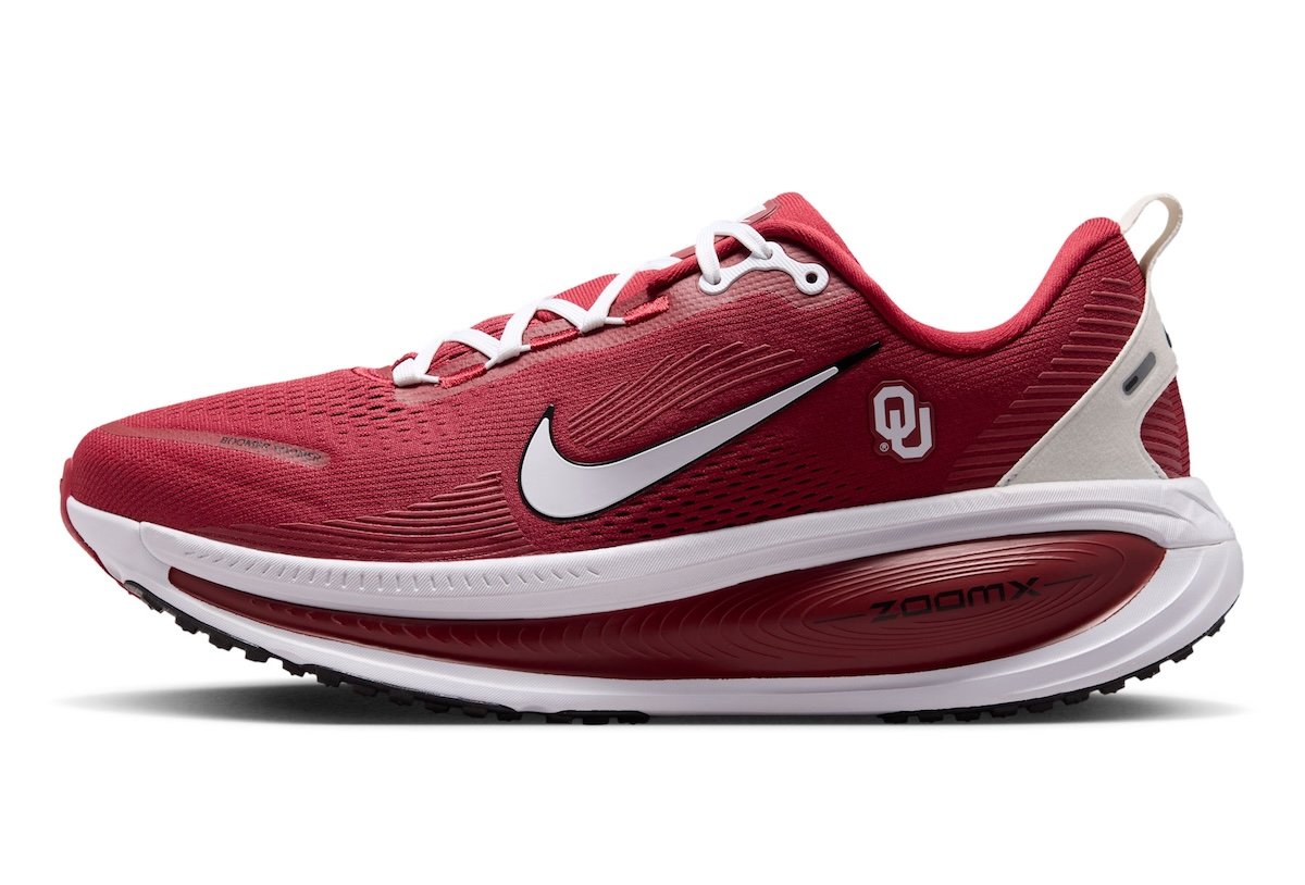 Nike Vomero 18 NCAA collection showing multiple school colorways with mesh uppers and team-specific color blocking - detail view 2
