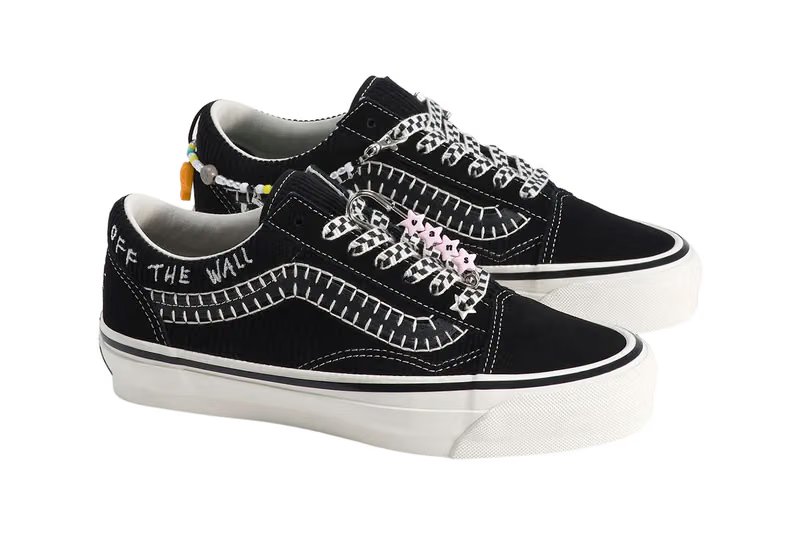 Vans x Cocona Hiraki Premium Old Skool in Black with embroidered details and beaded accents - detail view 1