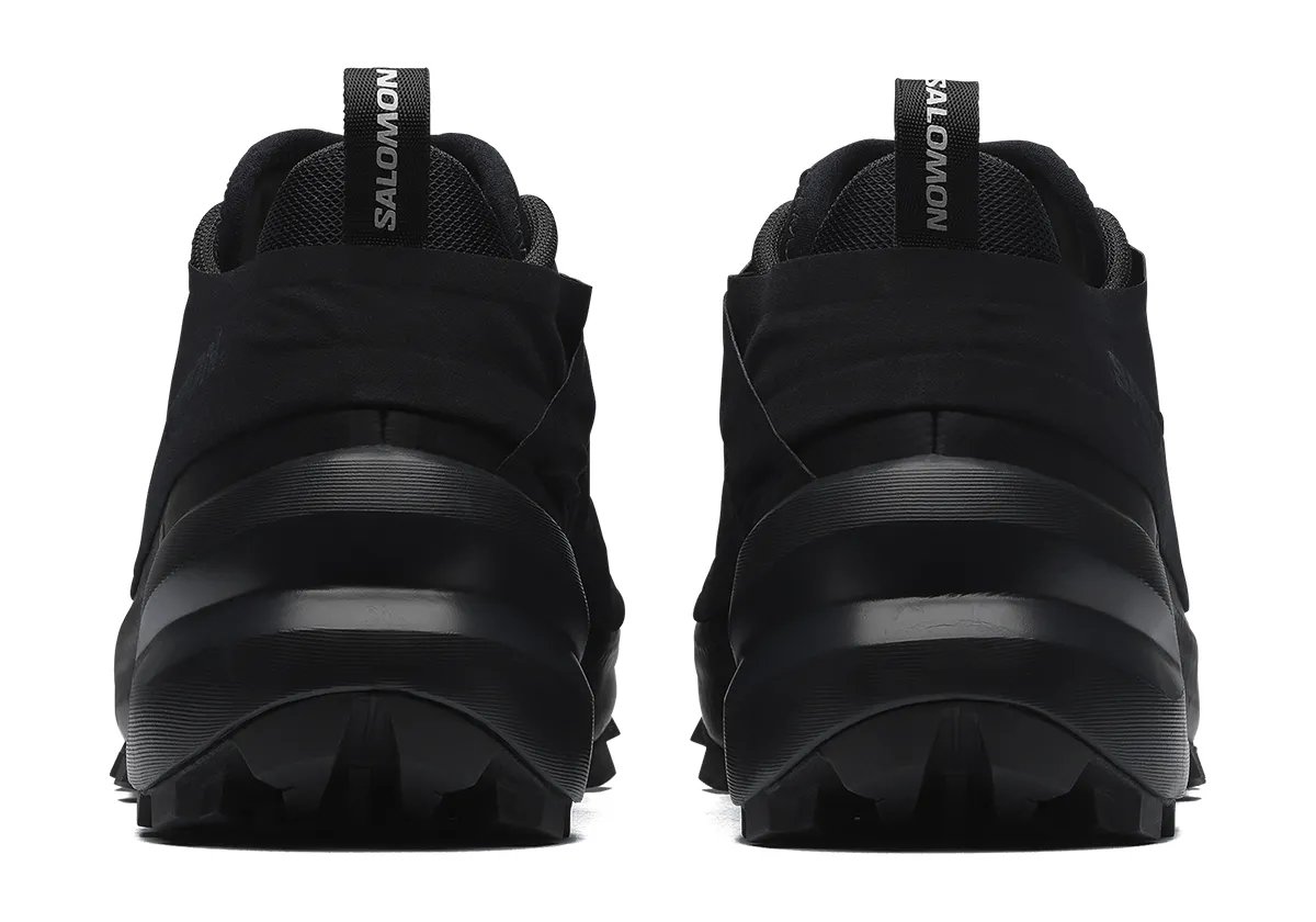 MM6 Maison Margiela x Salomon Cross Dust trail shoe with numeric tag shroud detail in Vanilla Ice and Black colorways - detail view 3