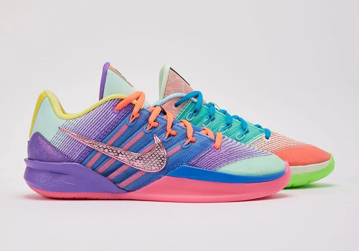 Nike Sabrina 3 "What The" multicolor hybrid sneaker featuring design elements from past colorways, releasing April 1, 2026 - detail view 2