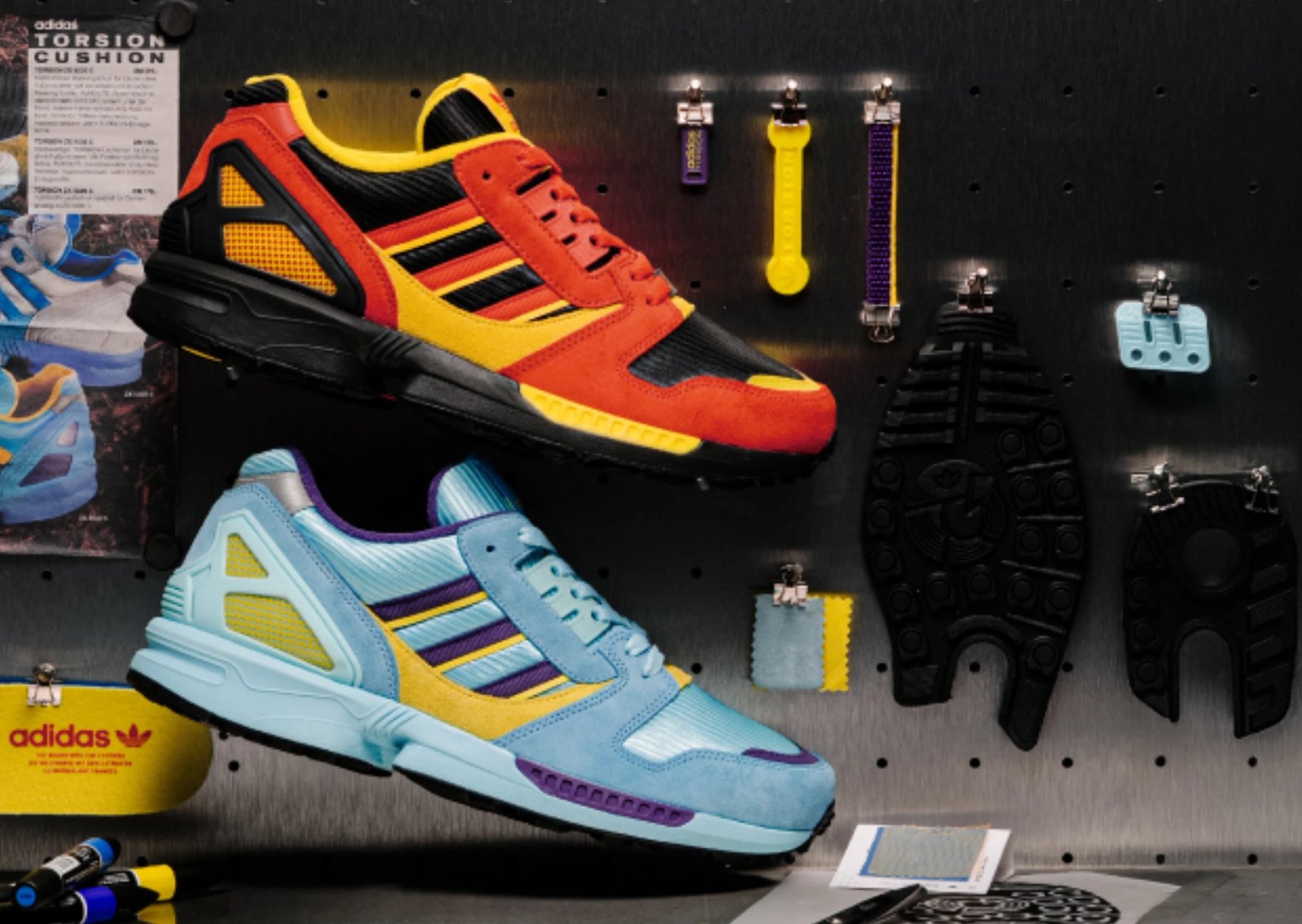 size? exclusive adidas Originals Archive ZX 8000 Pack featuring Aqua prototype and Germany flag colorway, releasing August 2026 - detail view 1