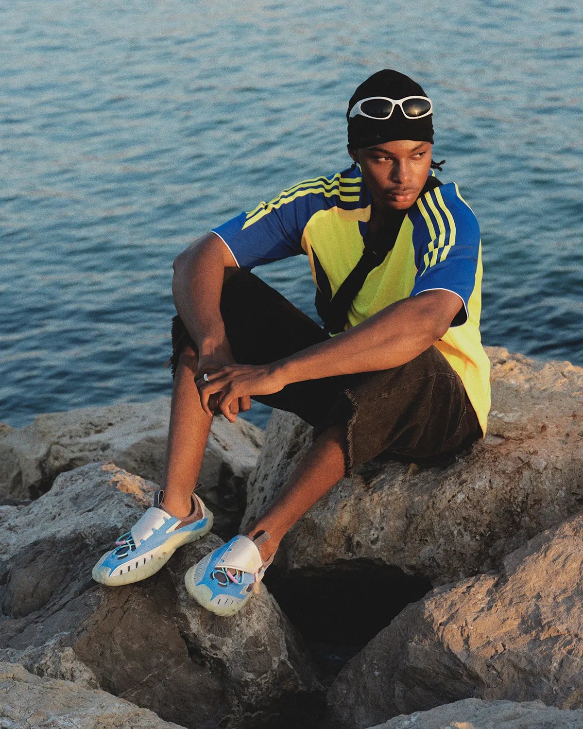 Pharrell x adidas Water Moc in multiple colorways, featuring neoprene U-throat construction and breathable mesh ventilation - detail view 5