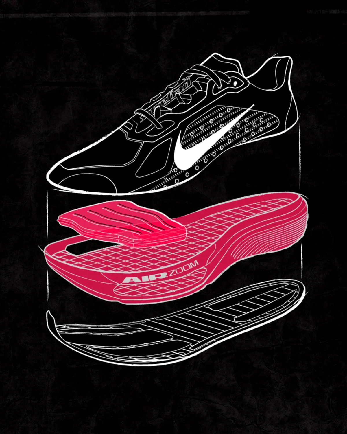 Nike Pegasus Plus 2 running shoe featuring visible Air Zoom midsole unit and ZoomX foam cushioning - detail view 3