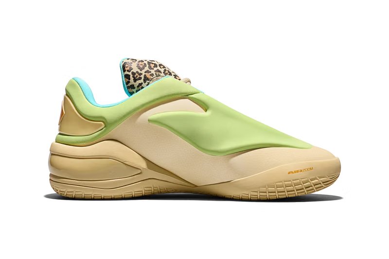 Converse SHAI 001 Lace Up in Lime, Berry, and Cheetah colorways, showcasing volt, pink, and tan tones with Nike Zoom Air cushioning - detail view 2