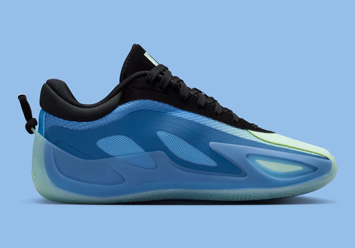 Jordan Heir Series 2 Minnesota Lynx in True Blue and Baltic Blue with Volt Tint accents, featuring Queen Phee branding - detail view 3