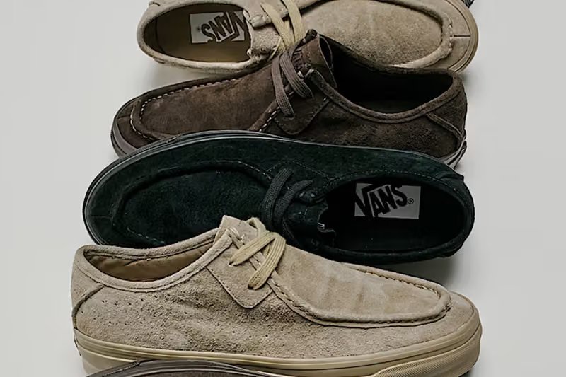 Vans Premium SF Moc Low in Light Brown/Brown colorway, showcasing mixed-material suede upper and classic waffle outsole