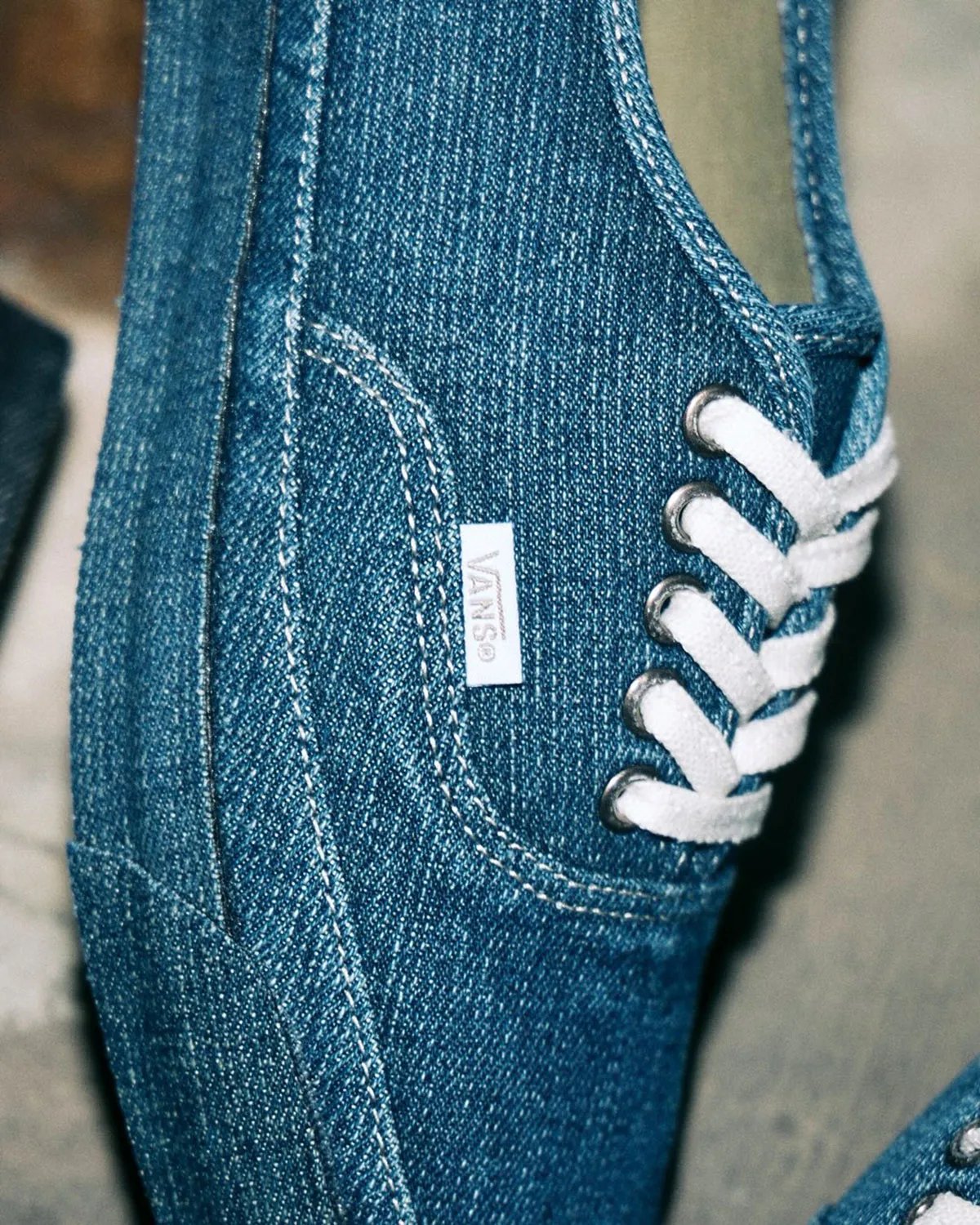 Vans Authentic Premium in full denim construction, black and blue wash colorways - detail view 4