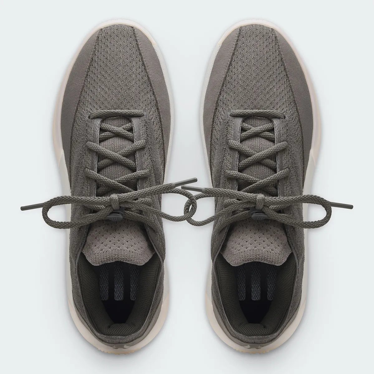 adidas Fear of God Athletics III in Cinder colorway showing grey upper with cream and white sole detailing - detail view 2