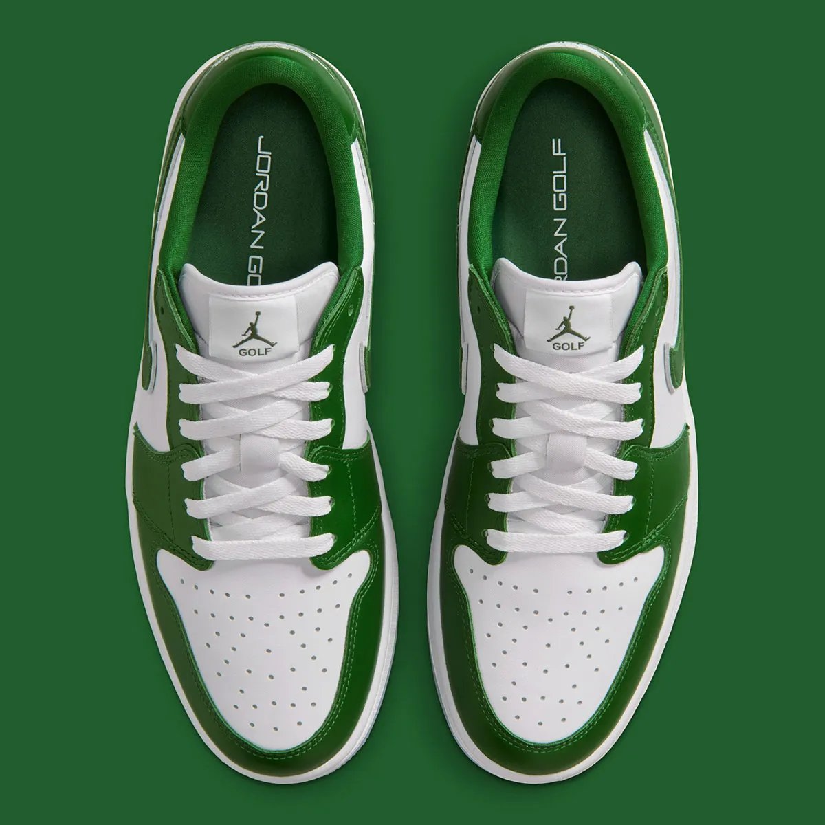 Air Jordan 1 Low Golf in Forest Green colorway, displaying full lateral silhouette with tonal leather upper - detail view 3