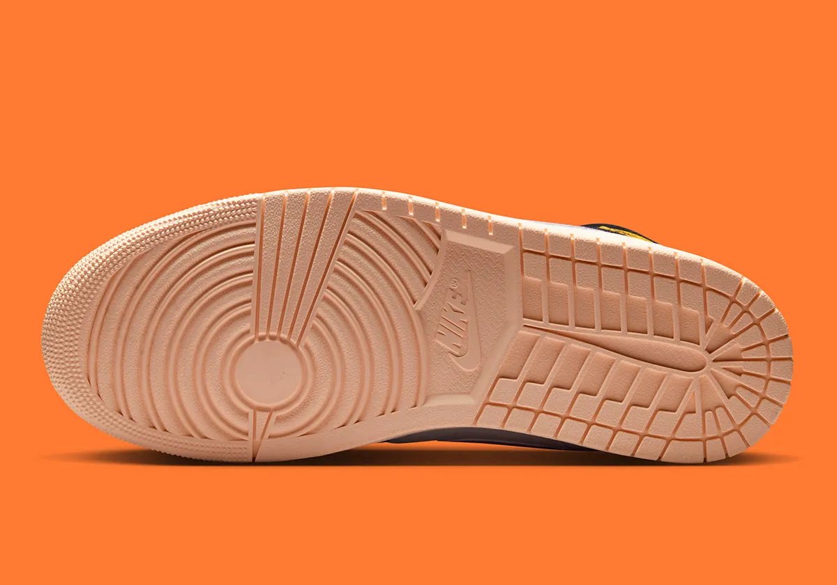 Air Jordan 1 Mid in Dunkin' Donuts-inspired orange and pink colorway, showing leather upper and classic silhouette - detail view 2