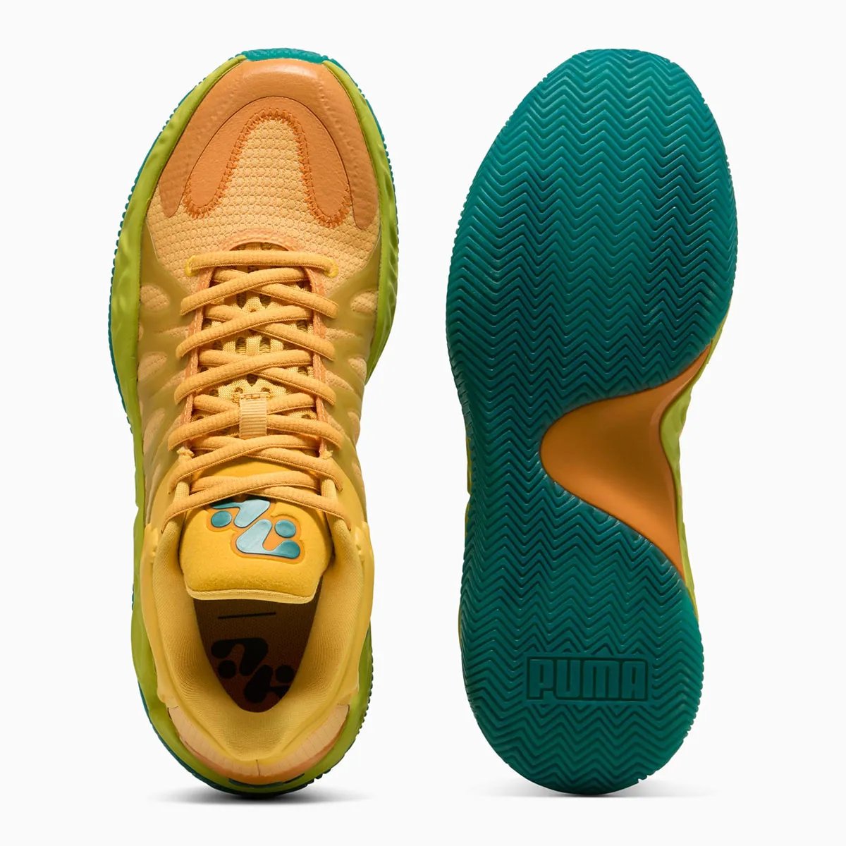 PUMA Hali 1 in citrus tones, Tyrese Haliburton's signature basketball shoe - detail view 2