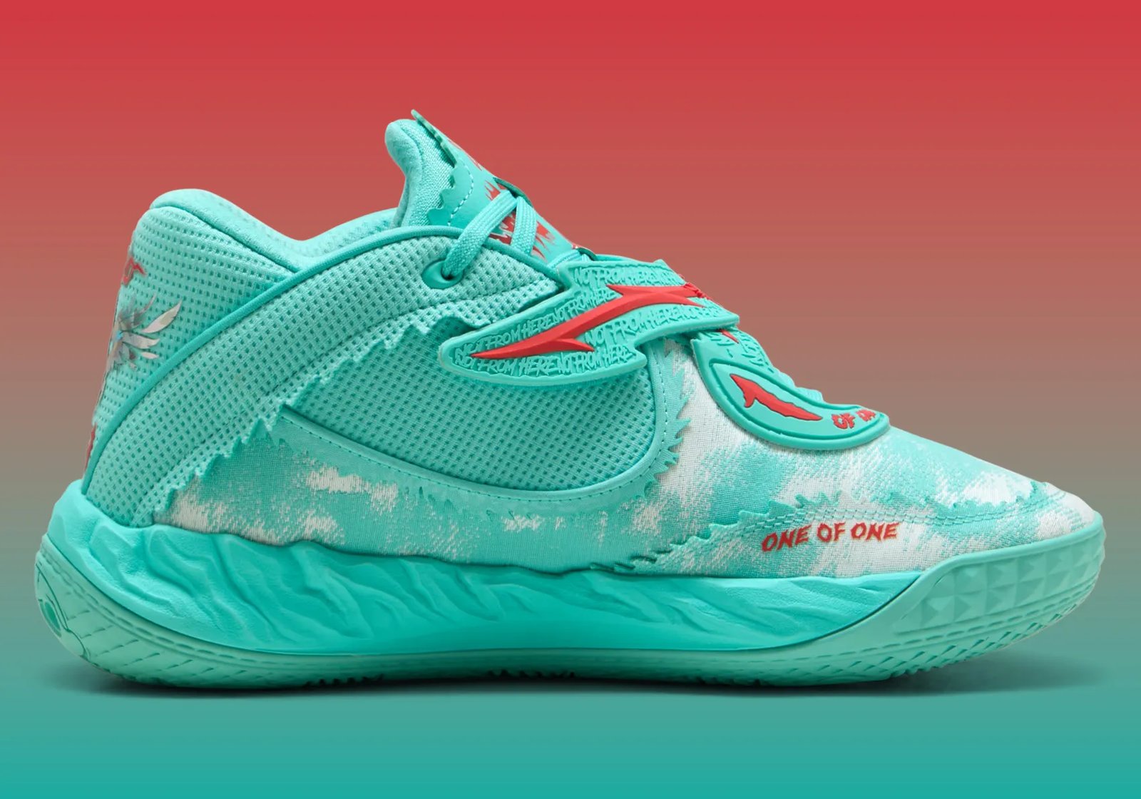 Puma MB.05 basketball shoe in colorway detail, showcasing the signature silhouette's lateral support and modern traction pattern - detail view 2