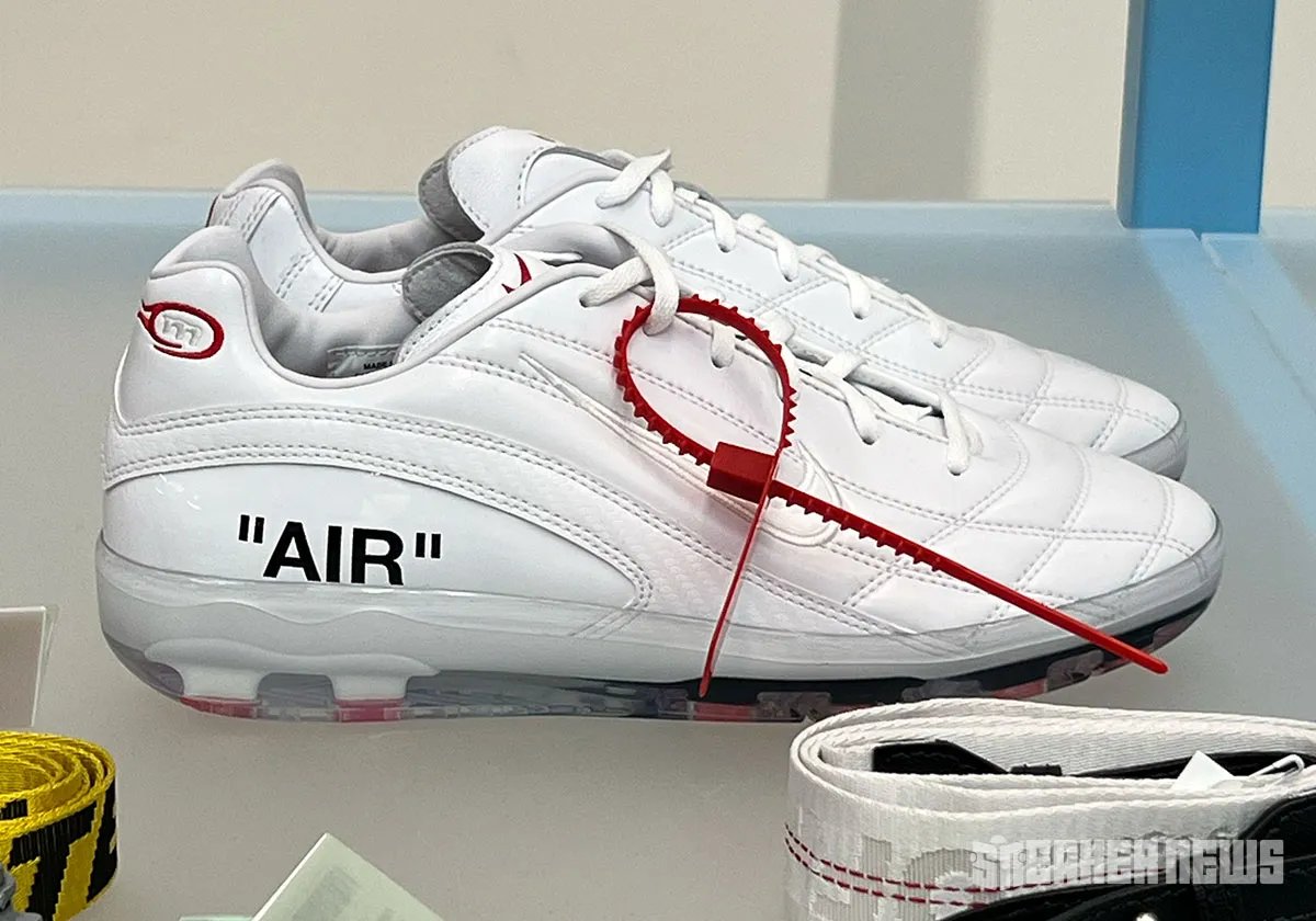 Virgil Abloh Archive x Nike Cryoshot USA collection white leather sneaker, part of the 2026 World Cup football collaboration - detail view 2