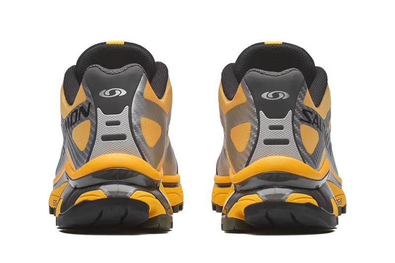 Salomon XT-4 OG Race Flag Pack in Lemon, Transcend Blue, and Fiery Red colorways with metallic silver base - detail view 4