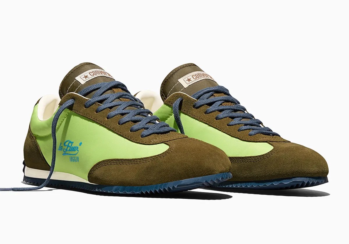 Tyler, The Creator x Converse 1908 Jogger in lime green, brown, and blue colorway with cream trim - detail view 4