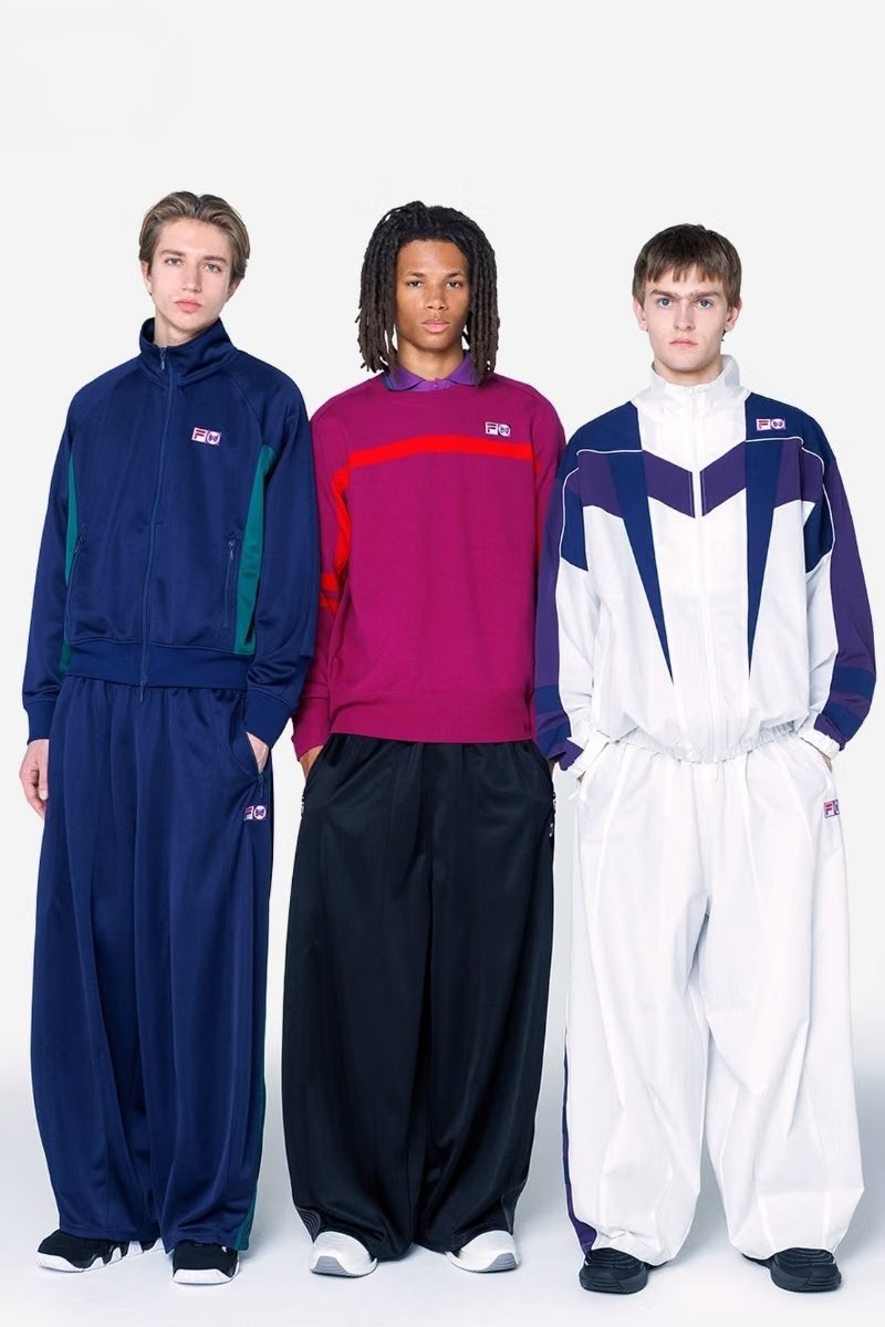 NEEDLES x FILA FW26 capsule featuring oversized windbreaker and track jacket in retro colorways - detail view 2