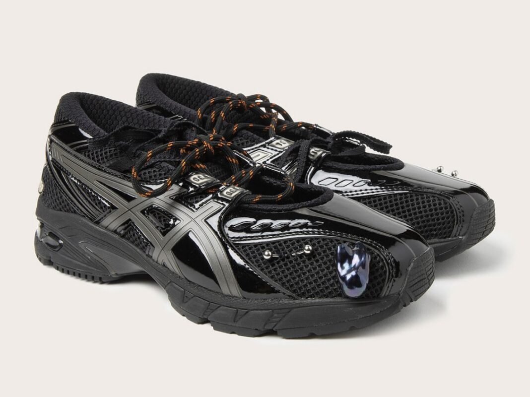 Gohar World x ASICS GEL-DS Trainer SP with pearl and onyx charms, stainless-steel piercings, and Gohar Bean accent