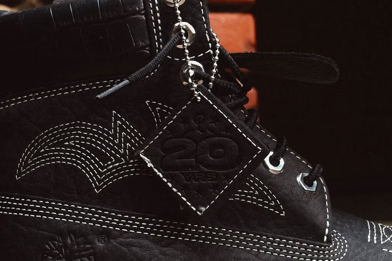 Sneaker Politics x Timberland 6-Inch Boot collaboration featuring black Outlaw and brown cow-print Rodeo colorways - detail view 5