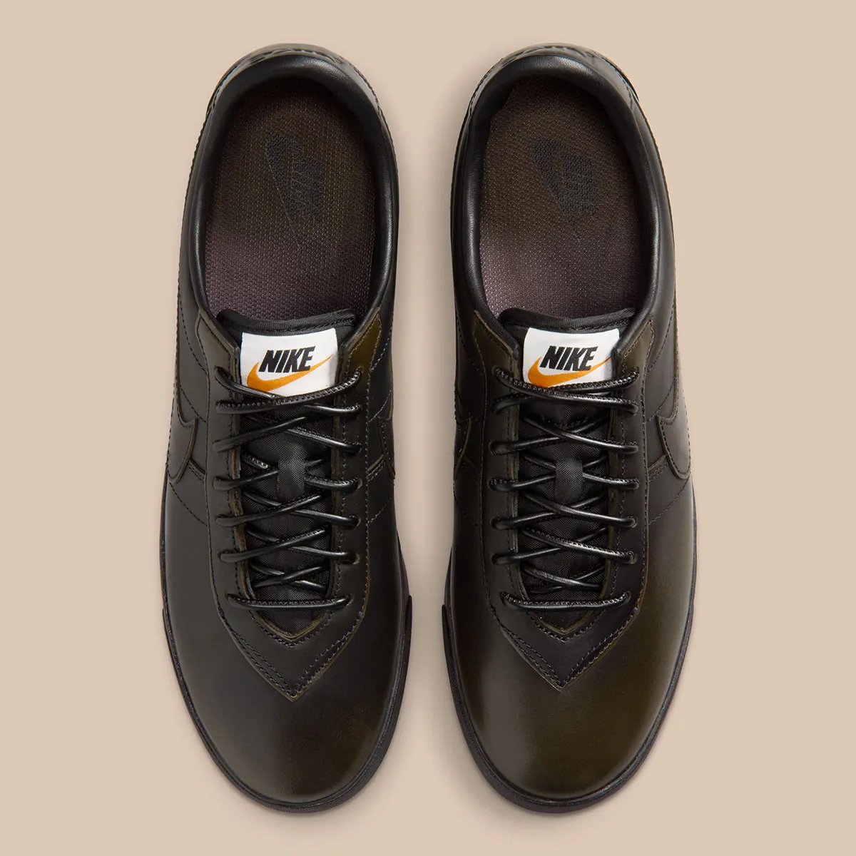 Nike Astrograbber Leather in glossy black leather with slim sole profile - detail view 3
