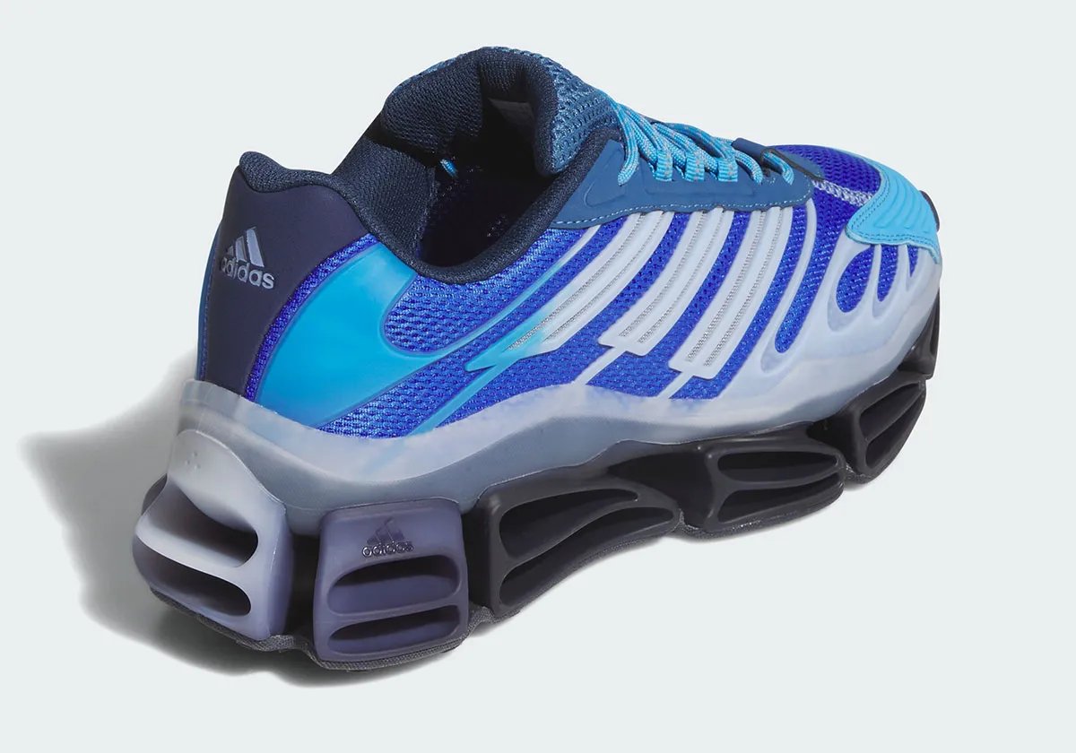 adidas Megaride AG in Hi-Res Blue with lapis mesh upper and navy cushioning unit - detail view 1