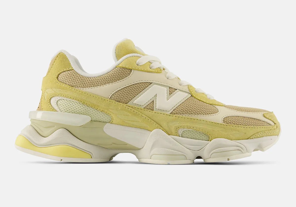 New Balance 9060R in Enoki colorway featuring suede and mesh upper inspired by the 993 silhouette - detail view 1