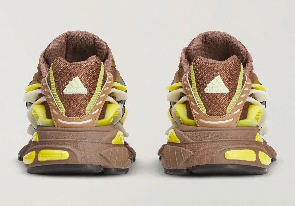 Pharrell x adidas Jellyfish Timber Brown colorway, side profile view showing the rounded silhouette and earth-tone palette - detail view 3
