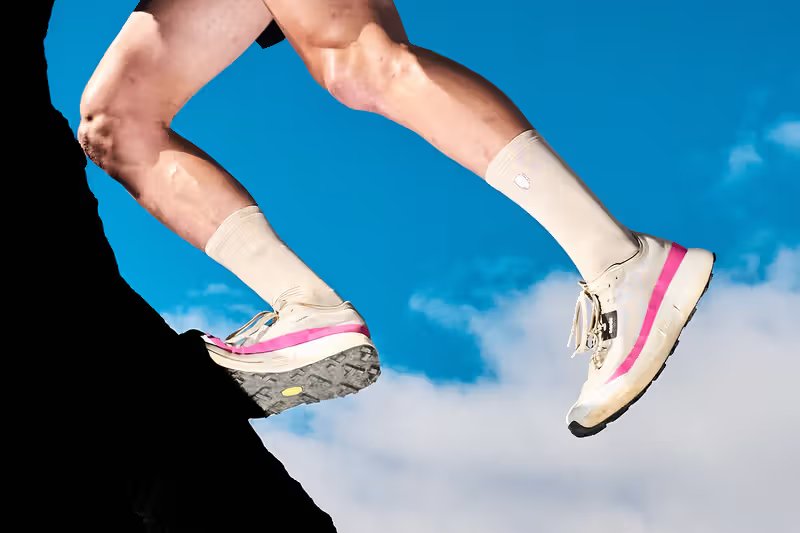 Norda 005 trail runner in Laser and Comet colorways, inspired by 1980s Group B rally racing aesthetics - detail view 5