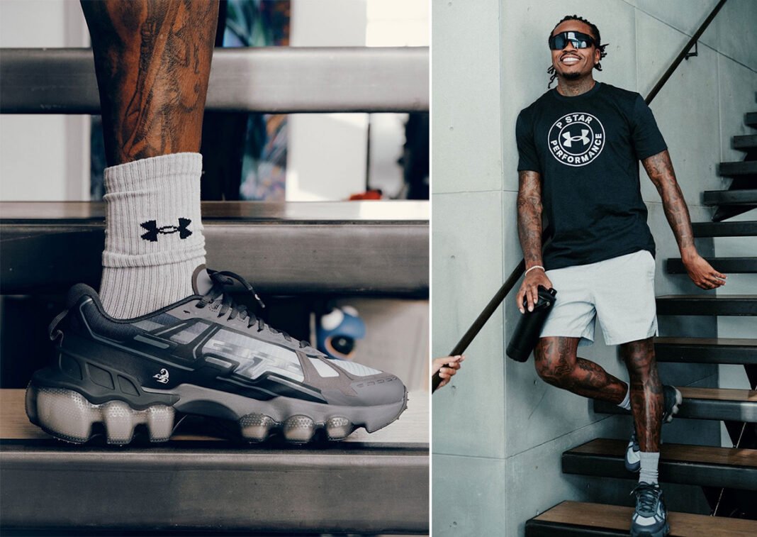 Gunna x Under Armour Scorpio sneaker, featuring spike-like midsole extrusions and HOVR cushioning technology