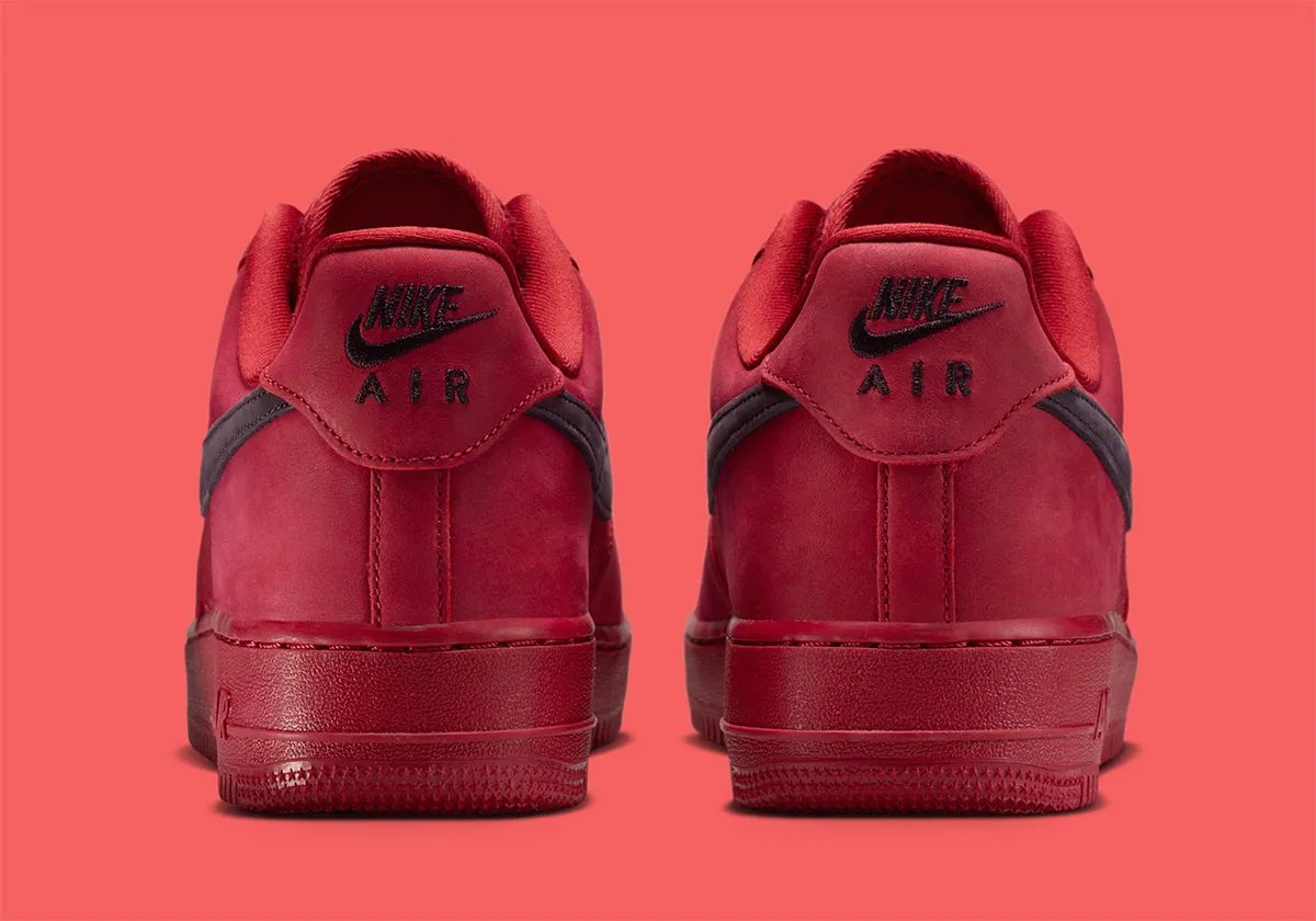Nike Air Force 1 Low Mesh in Tough Red with dark suede Swoosh and perforated mesh upper - detail view 4