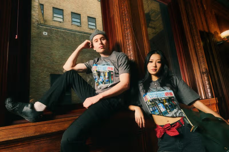 CUNY x adidas NYC by CUNY Spring 2026 collection featuring graphic tees with NYC bodega imagery, denim tote, and campus-inspired crewnecks - detail view 4