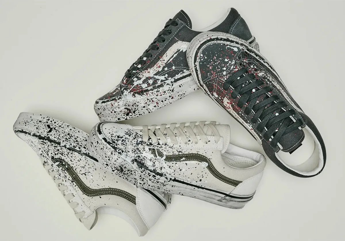 Vans Old Skool 36 Paint Splatter two-pack featuring turtledove and charcoal colorways with painted splatter detailing - detail view 1