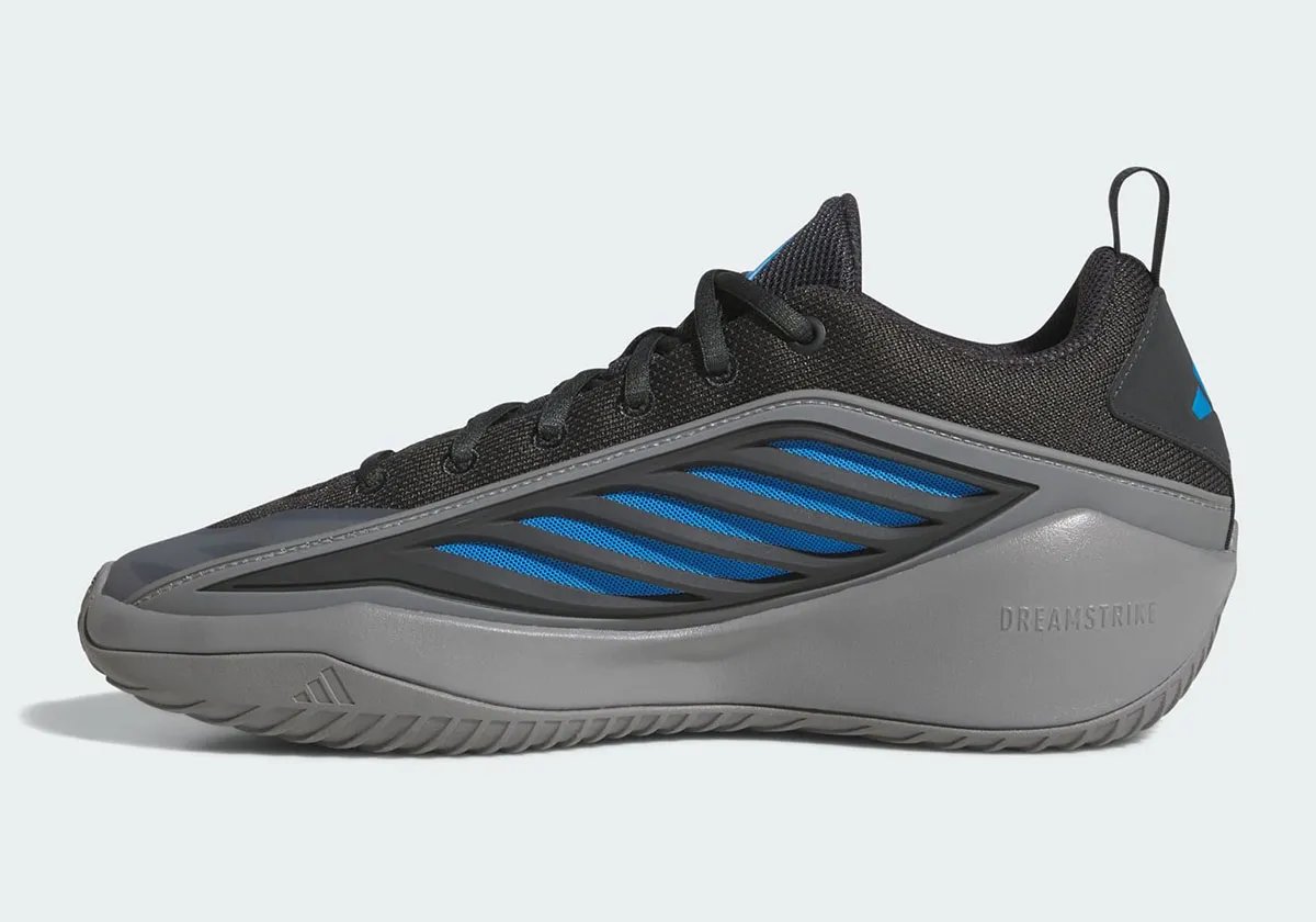 adidas Believe That 1 in Carbon Grey colorway with cerulean accents, Anthony Edwards signature basketball shoe - detail view 2